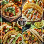 Delicious spicy chicken tacos with jalapeño lime sauce