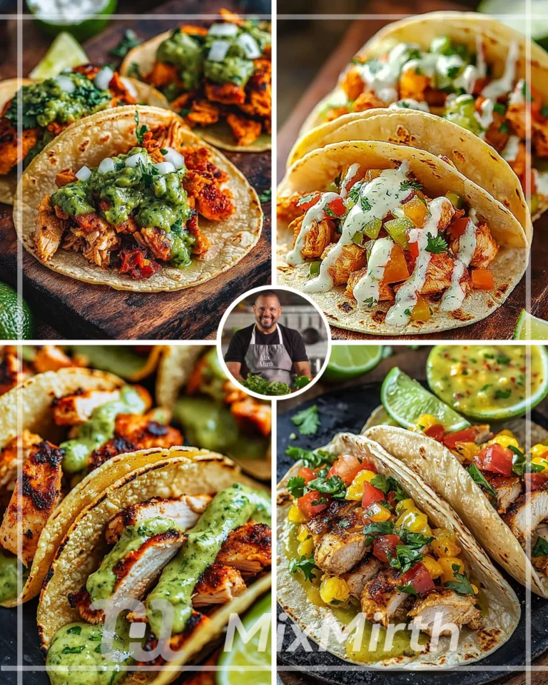 Delicious spicy chicken tacos with jalapeño lime sauce