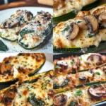 Spinach, Mushroom, and Ricotta Stuffed Zucchini