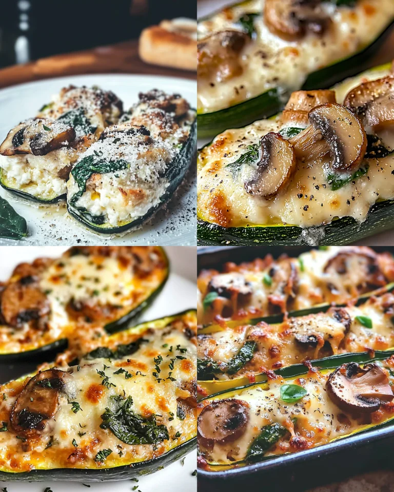 Spinach, Mushroom, and Ricotta Stuffed Zucchini