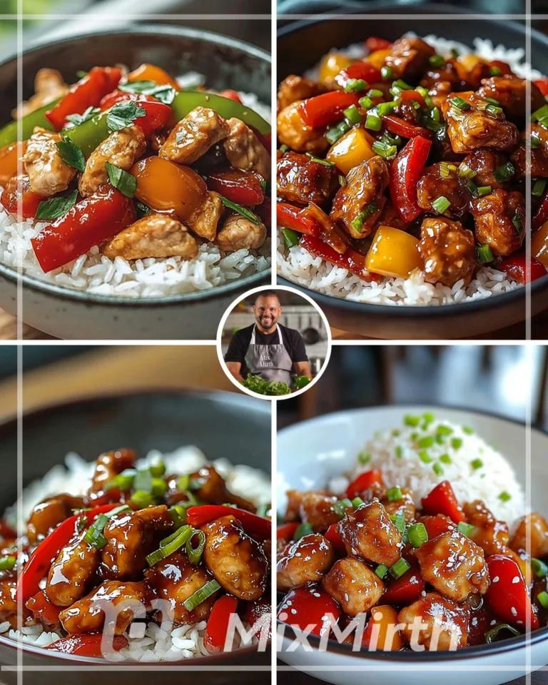 Sweet Soy Chicken Stir-Fry with vibrant bell peppers and rice on a plate
