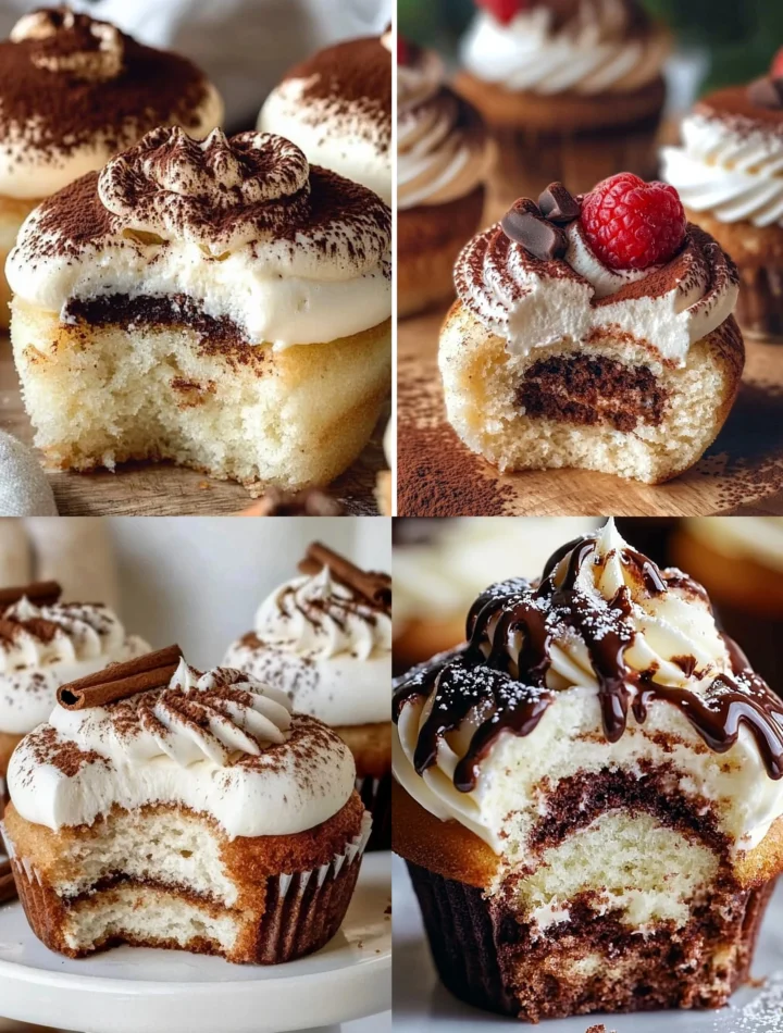 Delicious Tiramisu Cupcakes with coffee and mascarpone frosting