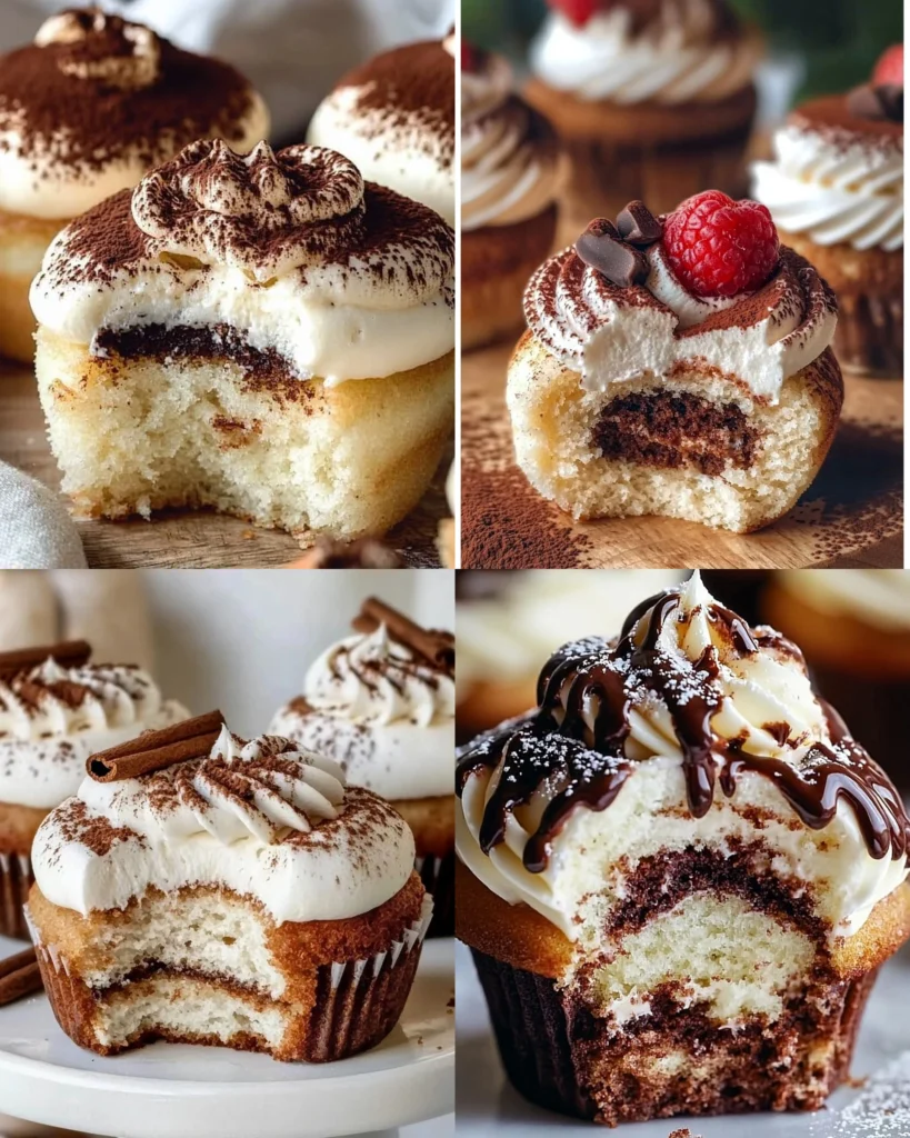 Delicious Tiramisu Cupcakes with coffee and mascarpone frosting