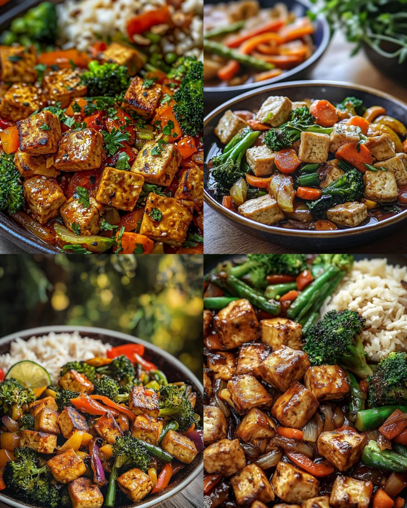 Colorful Tofu Stir-Fry Plate with assorted vegetables