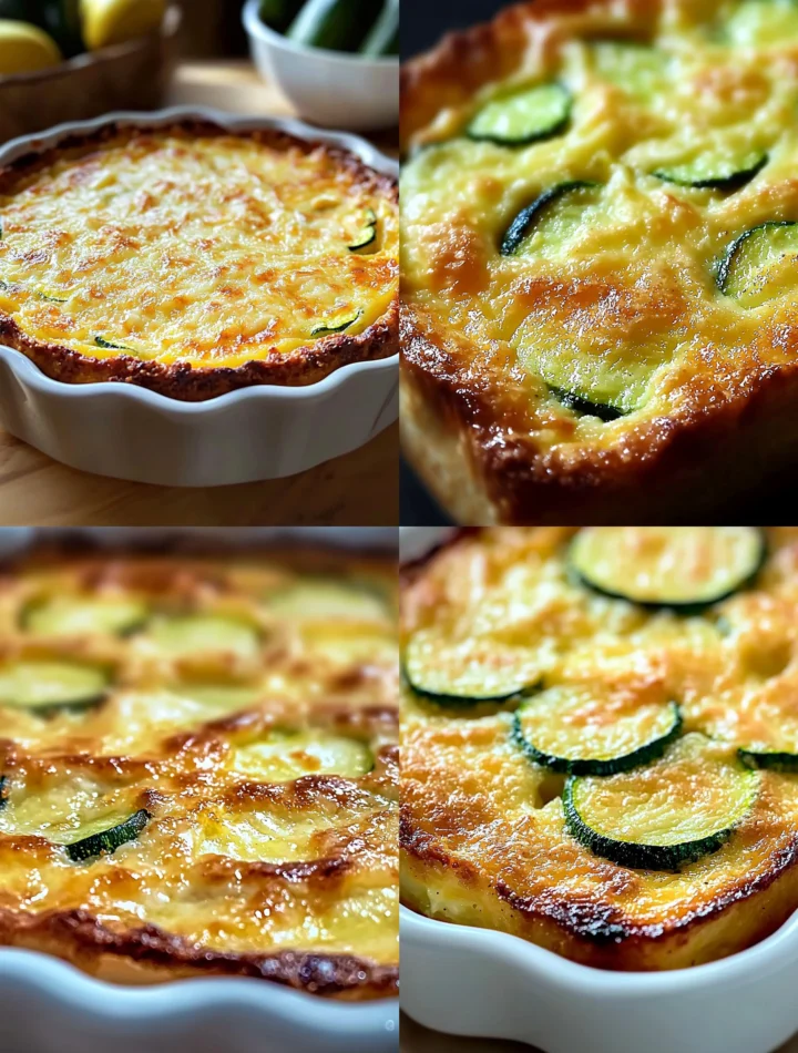 Slice of Zucchini Parmesan Clafoutis on a plate with fresh herbs