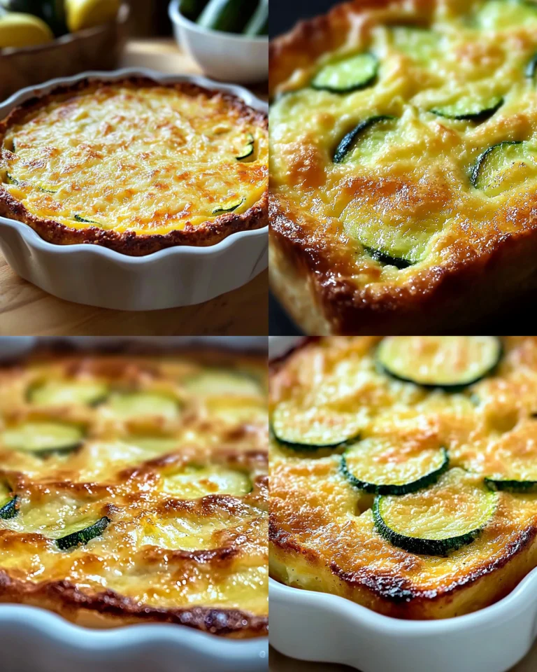 Slice of Zucchini Parmesan Clafoutis on a plate with fresh herbs