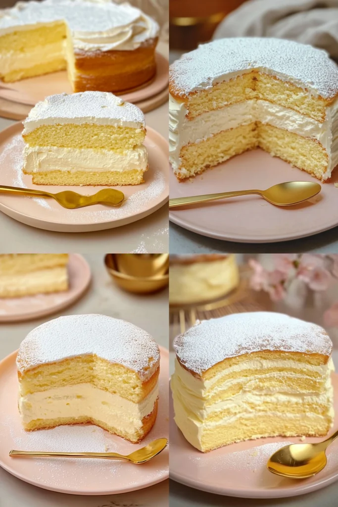 Flourless Cloud Cake topped with fresh berries and whipped cream