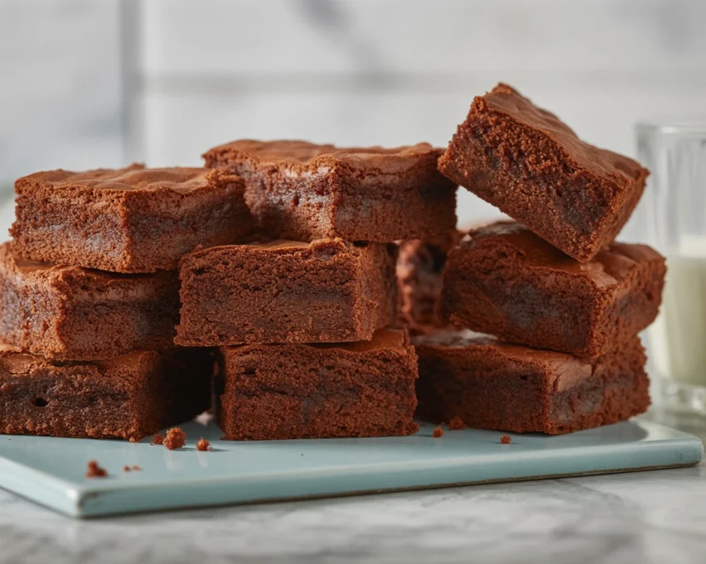 Delicious MMMMM... Brownies made with chocolate chips and a fudgy texture.