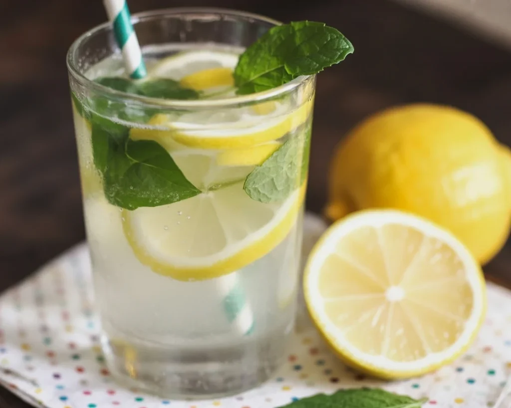 Refreshing Lemon Balm Water infused with lemon juice and honey for detox and wellness.