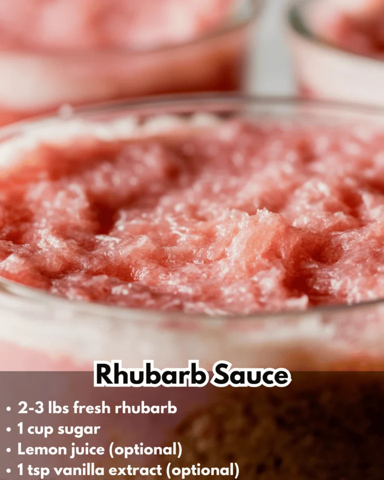 Delicious homemade rhubarb sauce in a glass jar