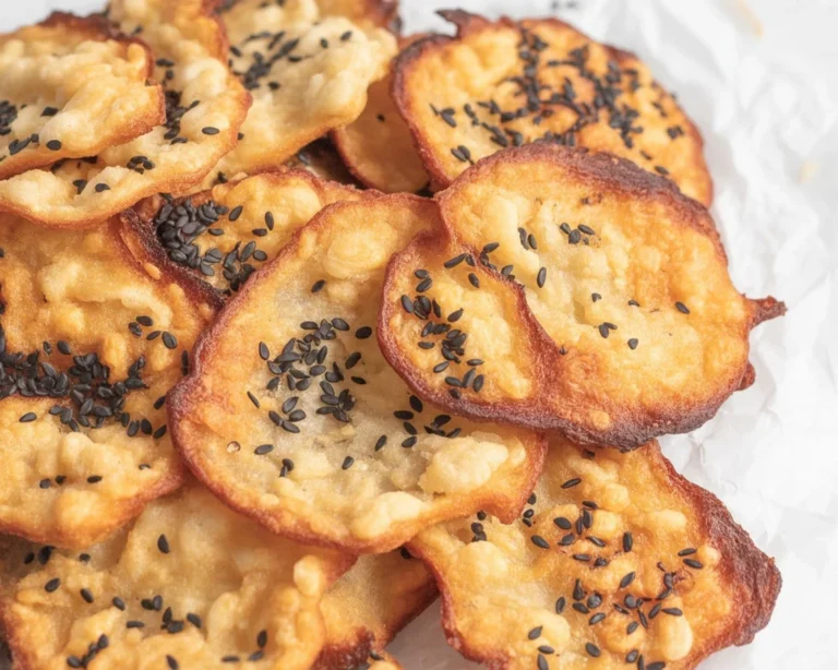 Homemade one ingredient cottage cheese chips, a healthy and crunchy snack.