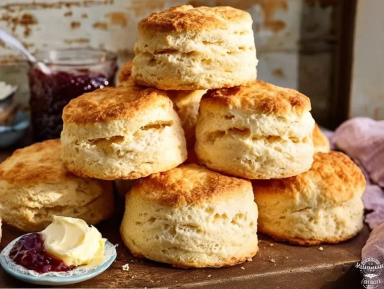 Freshly baked Angel Biscuits served on a rustic plate