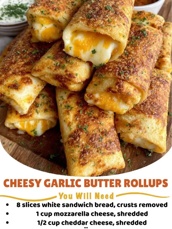 Delicious cheesy garlic butter rollups served warm and golden brown.