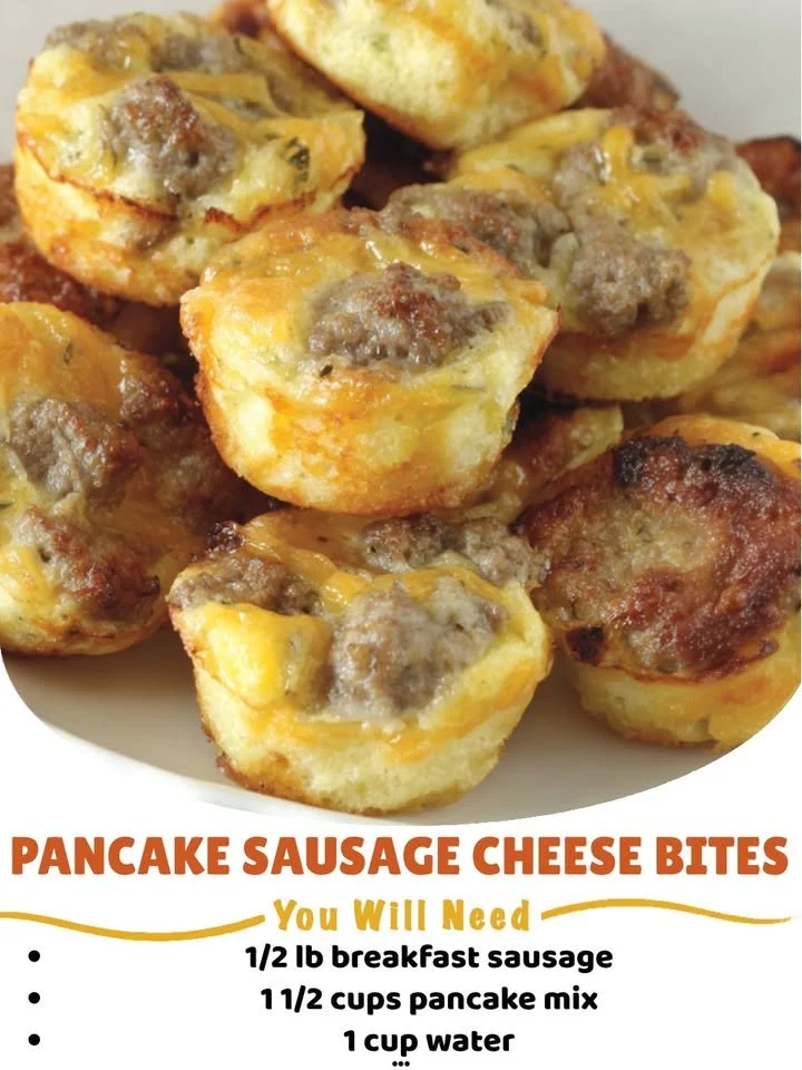 Delicious pancake sausage cheese bites served on a plate