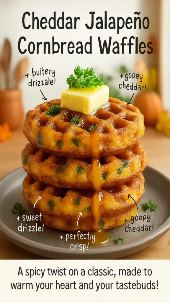 Cheddar Jalapeño Cornbread Waffles served with toppings