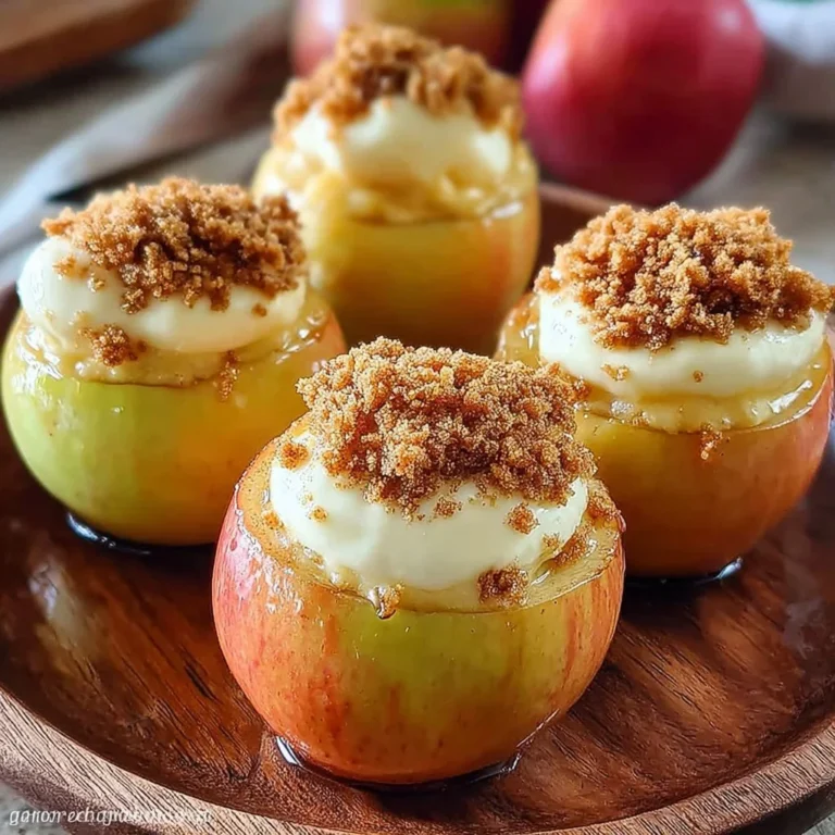 Cheesecake stuffed baked apples with creamy filling and cinnamon topping