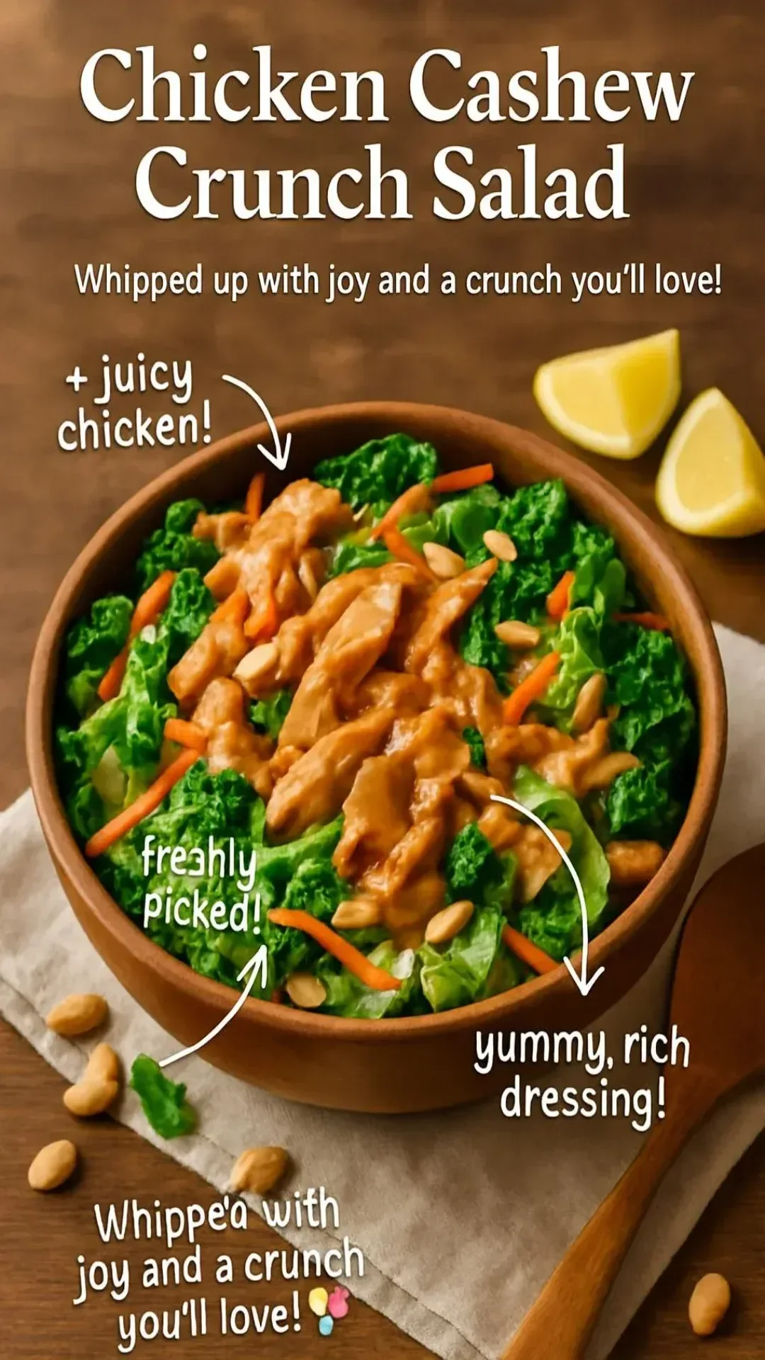 Delicious Chicken Cashew Crunch Salad with vibrant vegetables and crunchy cashews