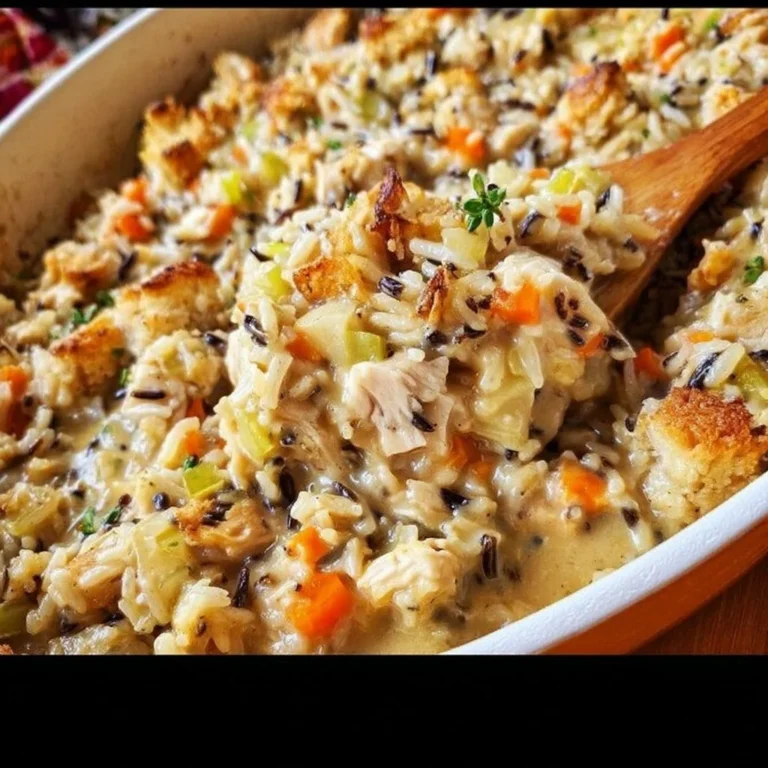 Delicious Chicken Wild Rice Casserole fresh from the oven