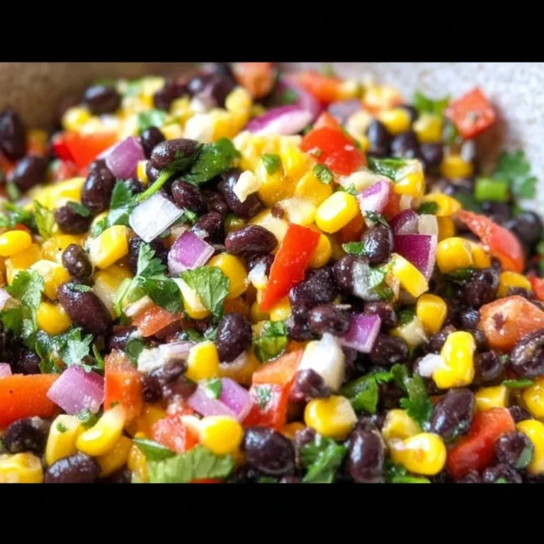 Delicious corn and black bean salad served in a bowl with fresh ingredients