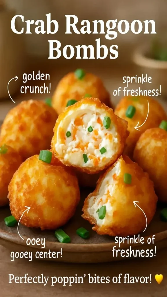 Crispy Crab Rangoon Bombs filled with creamy cheese and crab meat
