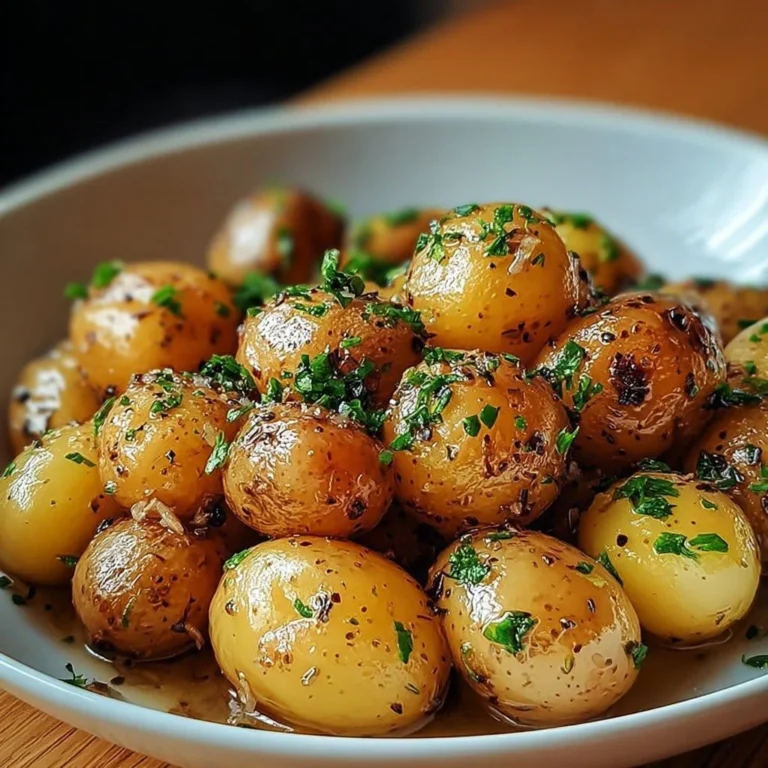 Delicious garlic sauce baby potatoes garnished and ready to serve