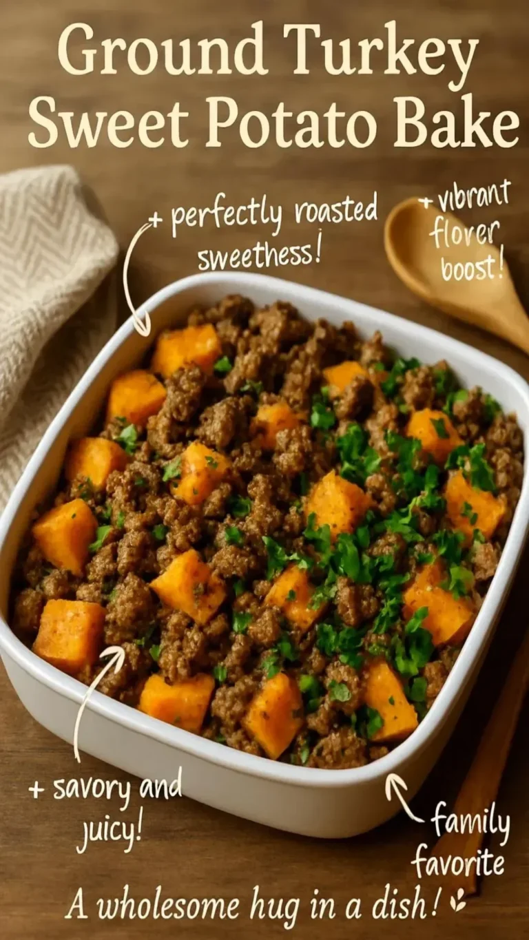 Ground Turkey Sweet Potato Bake served in a dish
