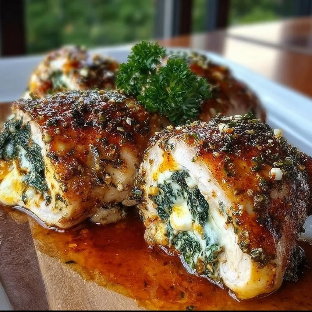 Herbed Ricotta Stuffed Chicken Rolls with fresh herbs and cheese filling