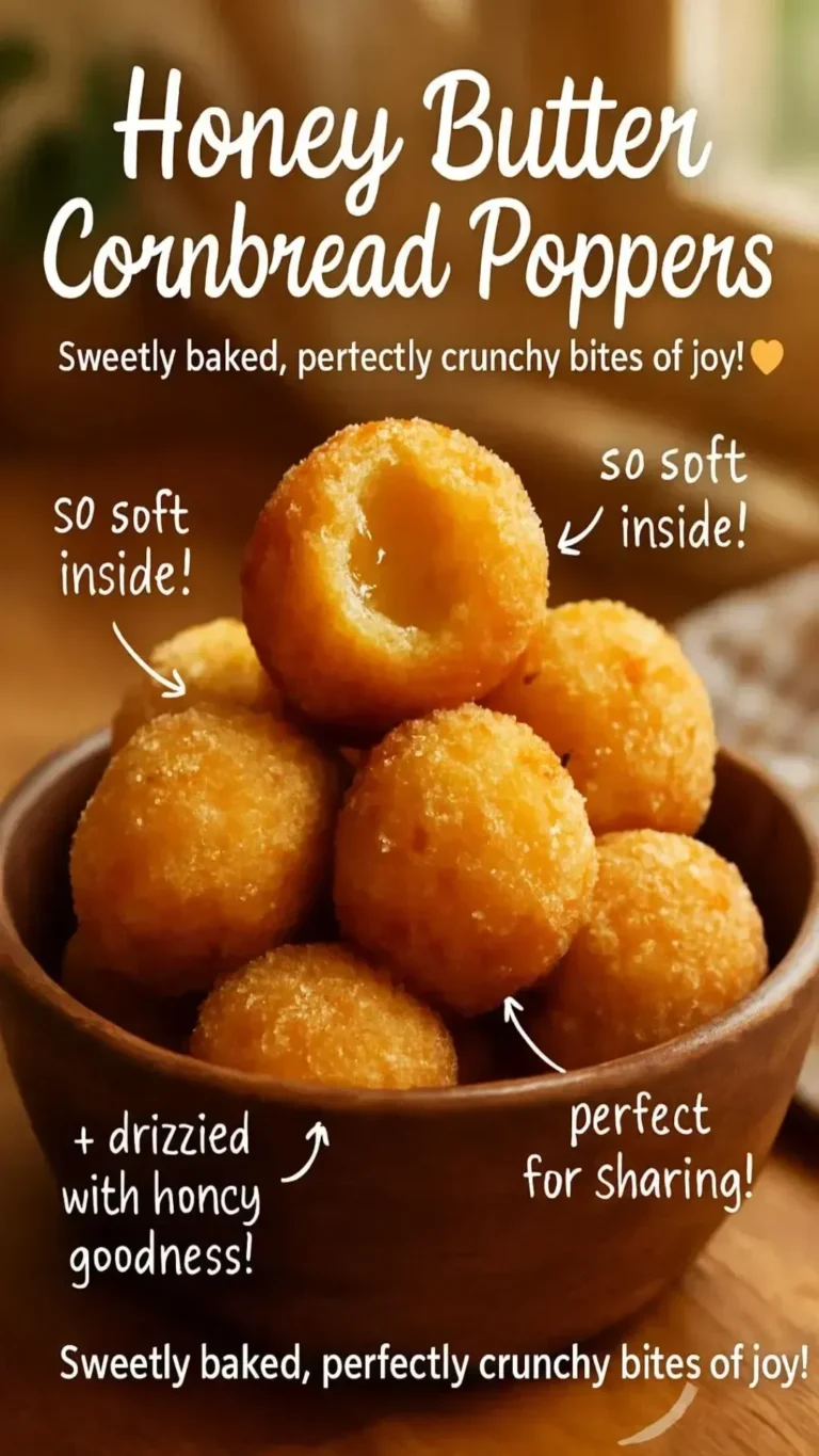 Honey Butter Cornbread Poppers served with a drizzle of honey