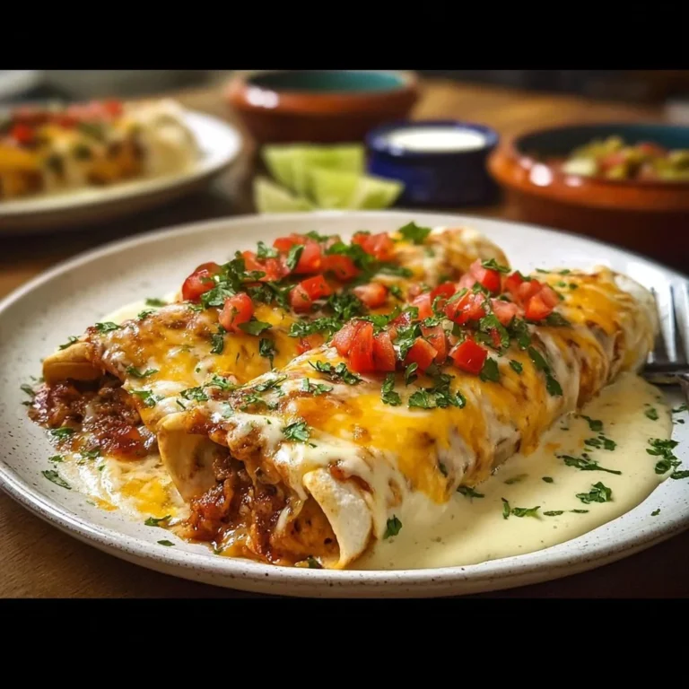 Jalapeño Popper Cheesy Chicken Enchiladas topped with creamy sauce