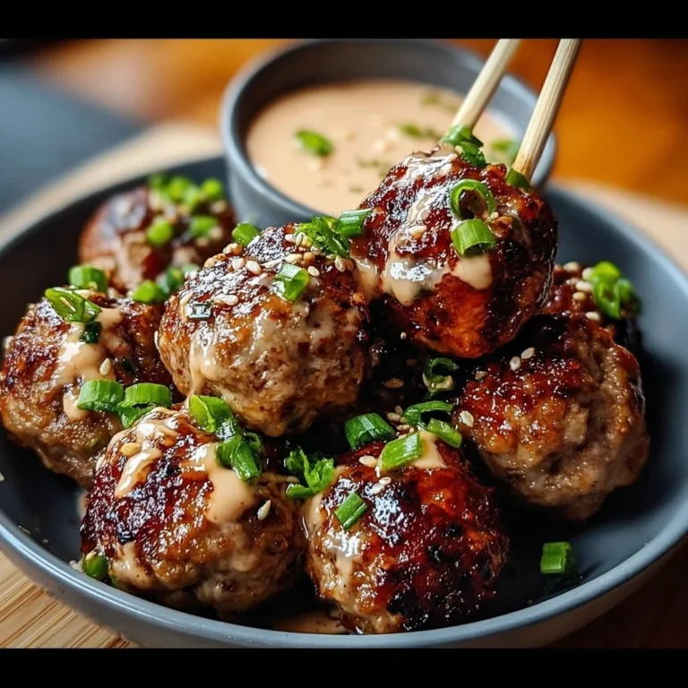 Delicious Korean BBQ meatballs with spicy mayo dip on a platter.