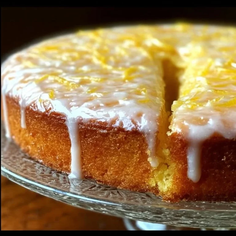 Delicious lemon cake with frosting and lemon slices on top