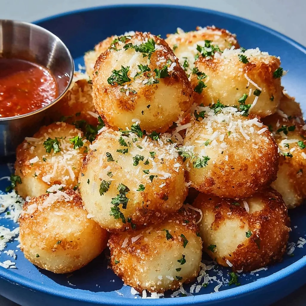 Homemade Parmesan Bread Bites served with dipping sauce