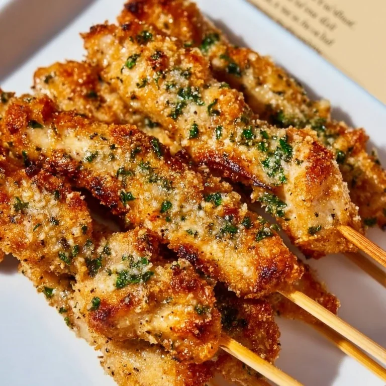 Ranch Garlic Parmesan Chicken Skewers on a plate, garnished and ready to serve.
