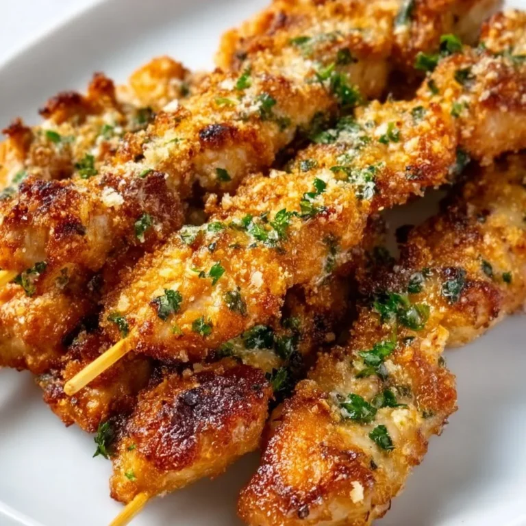 Ranch Garlic Parmesan Chicken Skewers garnished and ready to serve.