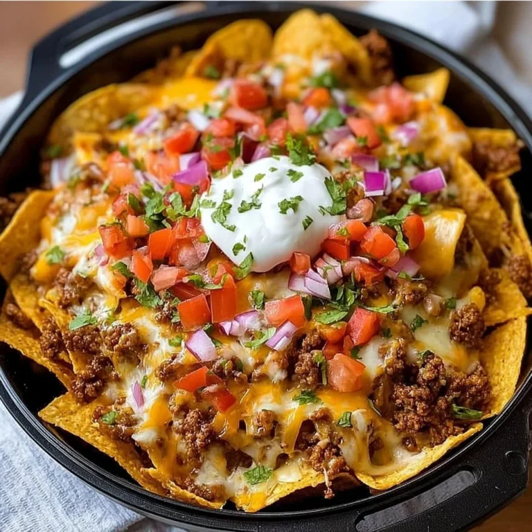 Crispy Air Fryer Nachos topped with cheese, jalapeños, and toppings.