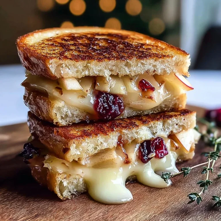 Apple and Cranberry Grilled Cheese sandwich with melted cheese and garnishes
