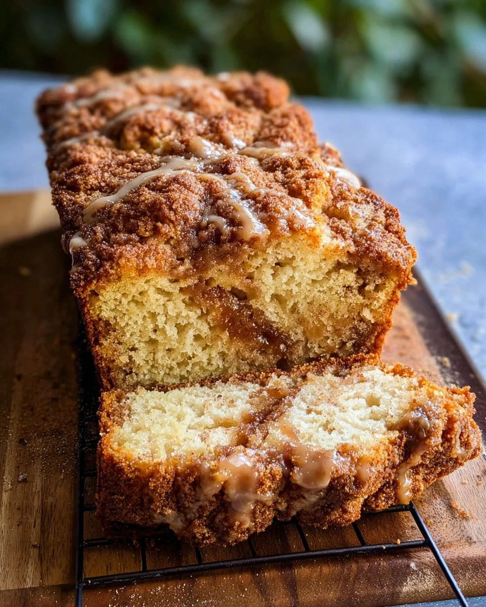 Freshly baked apple bread with cinnamon and walnuts, perfect for fall.
