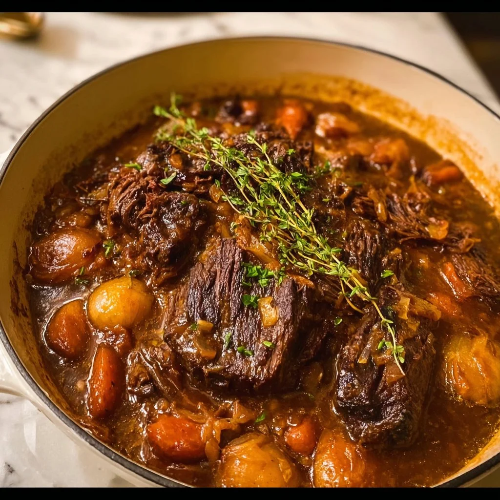 Apple Cider Braised Beef Roast with rich flavors and tender meat