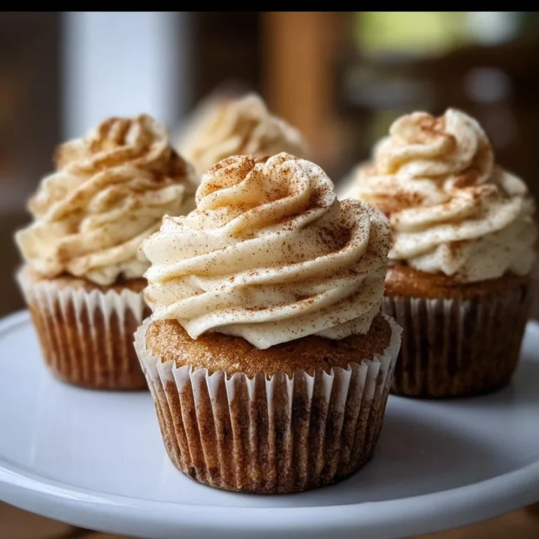 Apple cider cupcakes with spiced buttercream frosting on a rustic table