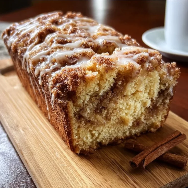 Freshly baked Apple Cinnamon Bread with apple slices and a dusting of cinnamon.