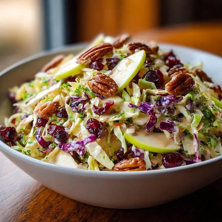 Apple Coleslaw with Cranberries and Pecans served in a bowl