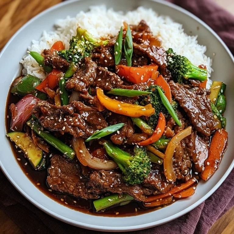 Delicious Asian Sweet Ginger Beef Stir Fry with tender beef and vegetables