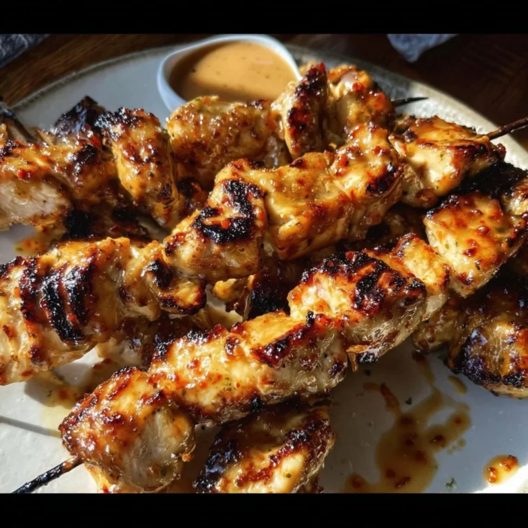 Delicious Bang Bang Chicken Skewers ready to serve
