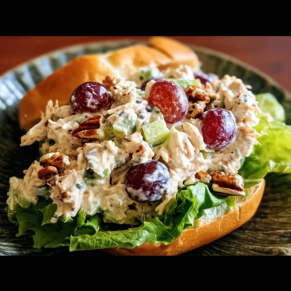 Delicious bowl of the best-ever chicken salad with fresh ingredients