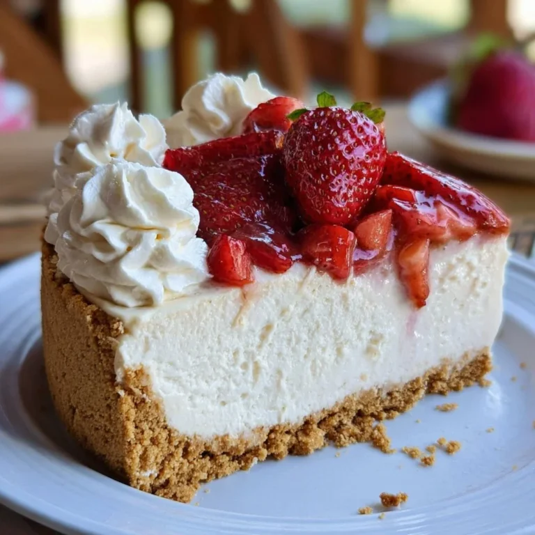 Creamy no-bake cheesecake topped with fresh berries on a plate