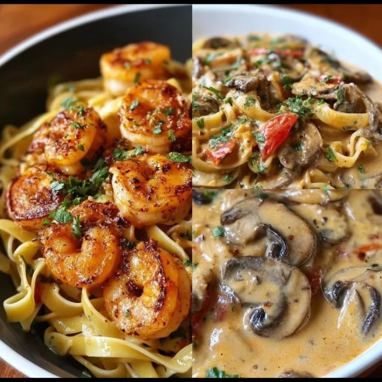 Delicious Blackened Shrimp Stroganoff served in a creamy sauce with pasta