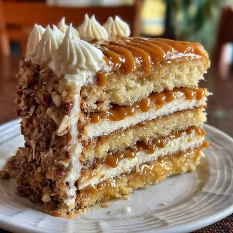 Delicious Caramel Crunch Cake with layers of caramel and crunchy toppings