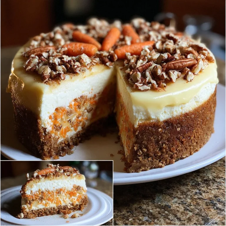 Delicious Carrot Cake Cheesecake topped with cream cheese frosting