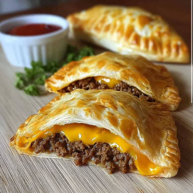 Delicious cheeseburger pockets with beef and cheese filling