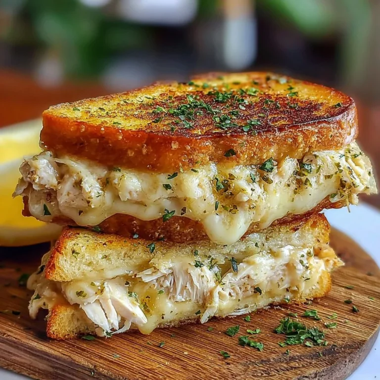 Cheesy Chicken Garlic Bread Sandwich served with fresh herbs